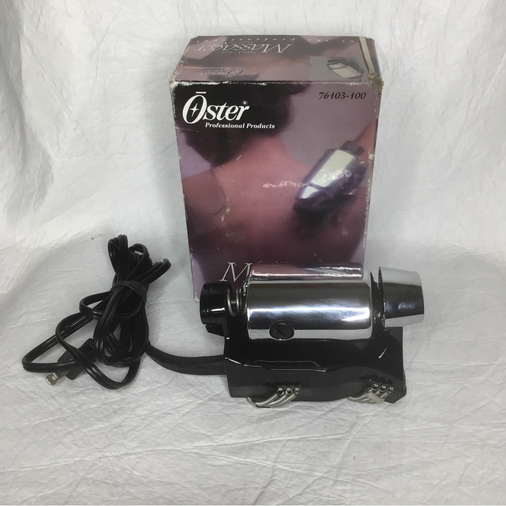 Oster Stim-U-Lax Massager Model 103 Silver Black Professional Handheld 76103-100